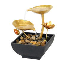 Fontanna wodospadowa Zen Lotus zasilana przez USB, biurkowa z kamieniami i delikatnym oświetleniem