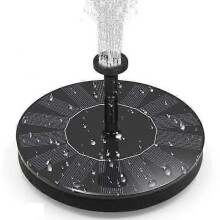 Solar Powered Water Fountain 16cm Black for Pond Birdbath with 4 Nozzles