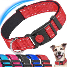 Collare per cani regolabile e riflettente con imbottitura in morbido neoprene e fettuccia in nylon, adatto a cani di piccola, media e grande taglia.