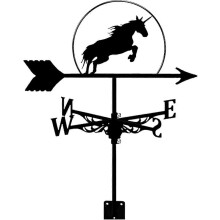 IJzeren windwijzer met rennend paard, tuindecoratie, 32x32x4cm, rustieke staldecoratie