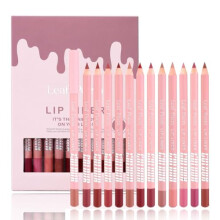 Pakivs Matte Pink Lip Liner Set,Professional Makeup Slim Lipstick Pen,12Pcs Long-Lasting Smooth and Smudge-proof Slim Lip Pencils for Women