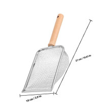 Wooden Handle Stainless Steel Cat Litter Scoop for Reptile Box Cleaning