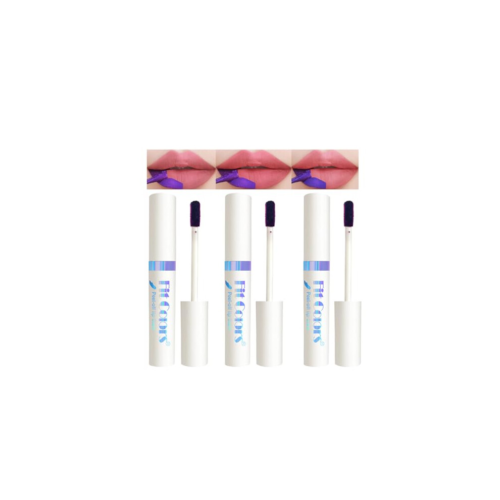 Petansy Peel Off Lip Stain,3 Colors Long Lasting Matte Lip Tattoo,Waterproof Peel Off Lip Liner,Highly Pigmented Color Peel Off Lip Stain Liner