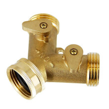 3/4 inch zinklegering 3-weg kogelkraan voor tuinslang, gouden Y-vormige connector voor kraansplitter en lekpreventie
