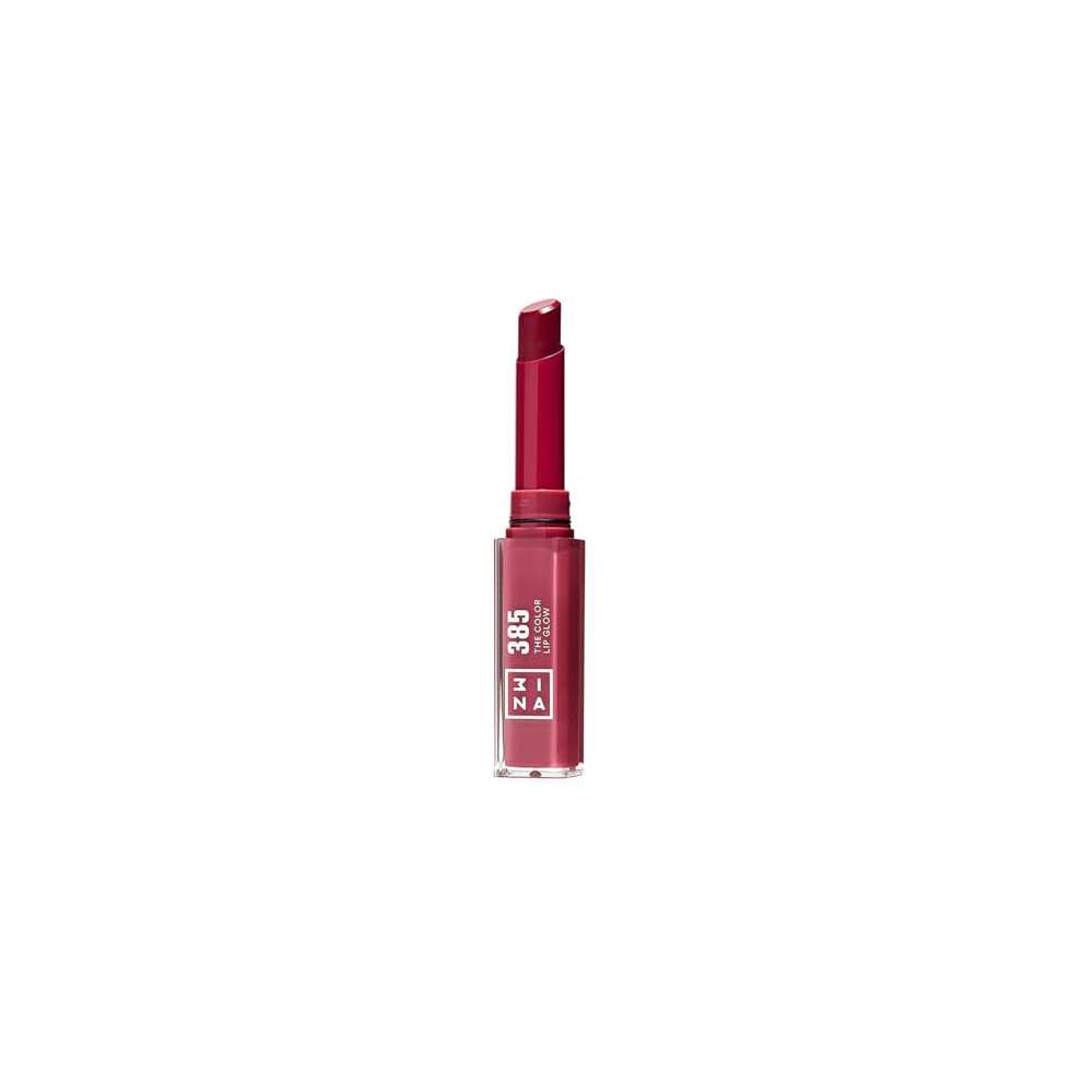 3Ina Pink Makeup - The Color Lip Glow 385 - Berry Colour Lip Balm With Shea Butter To Moisturise The Lips - Shiny And Glowy Colour Lipstick - Highly