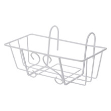 Supporto per piante in ferro bianco, vaso sospeso quadrato, porta fiori 32x23x10,5 cm