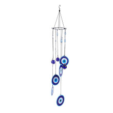 Ciondolo a forma di campanello a vento blu per decorazioni da giardino interne ed esterne, ornamento da appendere in lega e vetro