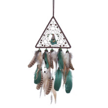 Acchiappasogni con piume da appendere alla parete per auto e casa, design intrecciato a mano con anello in ferro, circa 20x50 cm