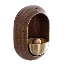 Campanello d'ingresso giapponese in legno con campana in ottone, suoneria nitida, installazione magnetica o con nastro