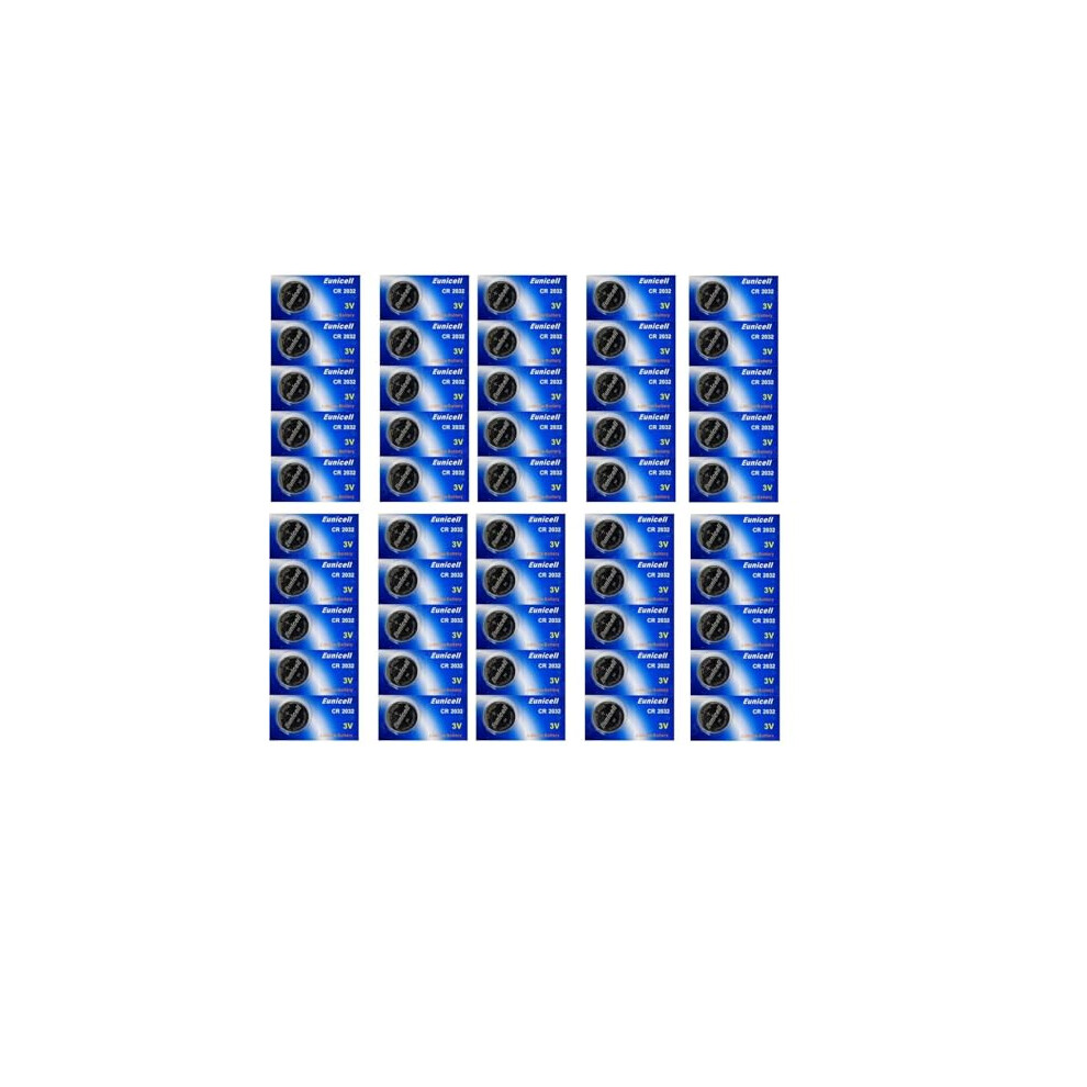 Eunicell Cr2032 5004Lc Lithium Blister Pack 3V 3 Volt Coin Cell Batteries (50 Pcs) 616929577983