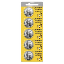 Toshiba CR2025 3 Volt Lithium Coin Battery (5 Batteries)