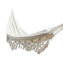 Amaca doppia in cotone 200x150 cm, resistente, stile brasiliano, ideale per giardino e campeggio.