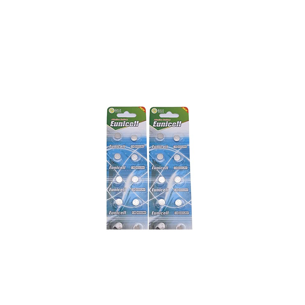 Pack Of 20 Eunicell Ag3 Lr41 1.5 Volt Alkaline Batteries 617215544849
