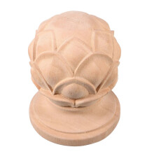 Decorative Wood Finial for Staircase Post, Solid Wood Carved Beige Newel Cap