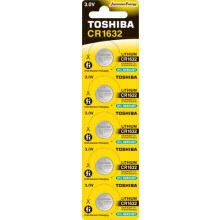 Toshiba CR1632 3V Lithium Coin Cell Battery 5 Batteries Strip Child-Resistant Packaging
