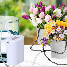DIY Automatic Drip Irrigation Kit with Timer for Potted Plants, 2000mAh Battery, 2 Sprinklers, White