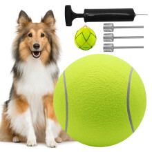 REBECASKYENS 9.5" Oversize Tennis Ball for Children Adult Fun Tennis Ball Pet Dog Large Chew Toy Big Rubber Inflatable Launcher for Pet Toys Indoor O