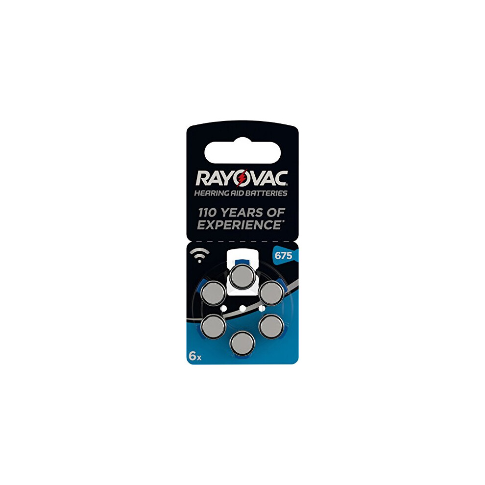 Varta Rayovac Acoustic Special Mercury-Free Size 675 Hearing Aid Batteries - 6-Pack Blue 4052305311639
