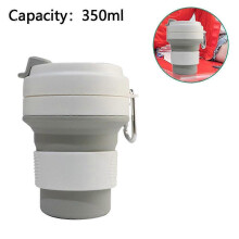 (Grey) Collapsible Silicone Cup, Portable High Temperature Water Cup Outdoor Travel Collapsible Cup Portable Folding Office Drinking Cup