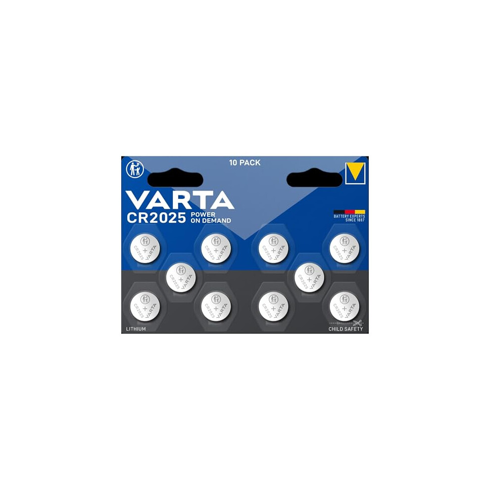 Varta Cr2025 Battery 10 Pack - Lithium 3V Coin Cell