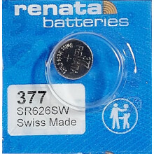 Renata/Swatch Group - Silver oxide button cell 377 RENATA 1.55V 28mAh - Blister x 1