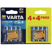VARTA High Energy AA 4 + 4 Free Battery Pack, Blue