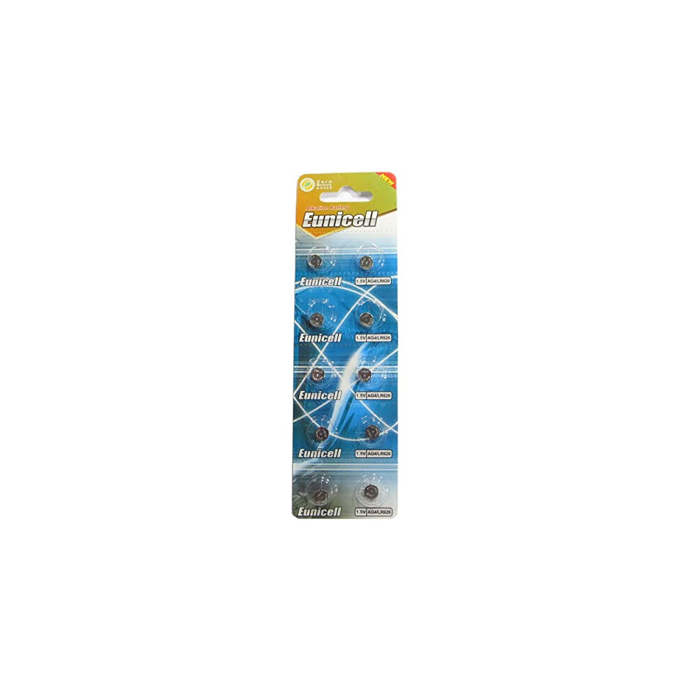 10 Eunicell Ag4 / Lr66 / 177/377 / Lr626 Button Cell Battery Long Shelf Life 0% Mercury (Expire Date Marked) 6957046552007