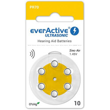 A10 1,45 V batterier - 6 stk. til høreapparater, lydforstærkere, PR70 zink-luft everActive ULTRASONIC