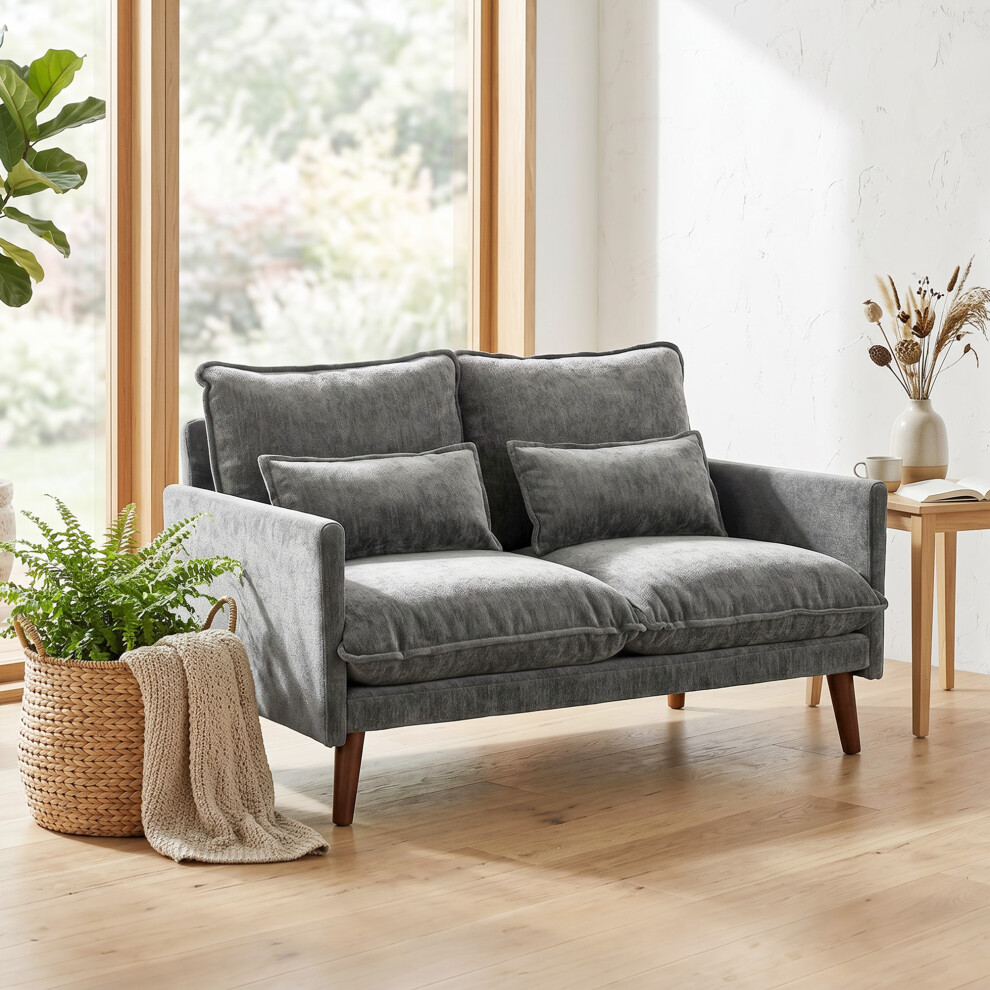 Homcom 2 Seater Sofa, Modern Loveseat With Spring Cushions, Wide Seat, Grey