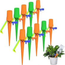 Druppelirrigatieset met regelbare doorstroomklep voor potplanten binnen en buiten.