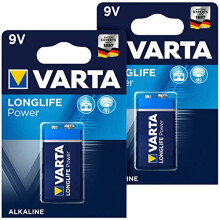 Varta Longlife Power Battery, Type 9V/E-Block / 6LR3146, 9 Volt, Set of 2