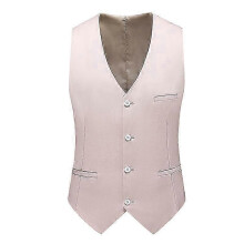 (5XL, apricot) Vest Mens Fashion Casual High Quality Solid Color Slim Large Size Business Office Waistcoat Men Groom Wedding Dress Suit Vests