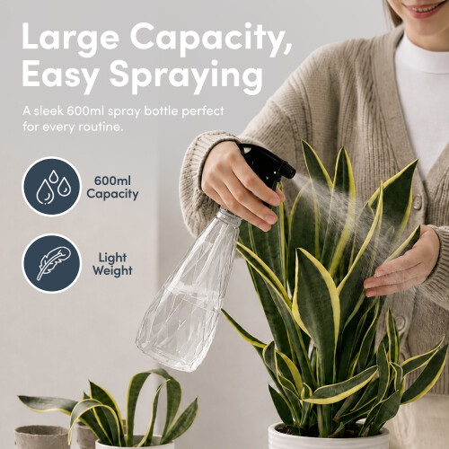 KEPLIN Water Spray Bottles (2 Pack) 600ml  Adjustable Nozzle for Mist & Stream Reusable 1