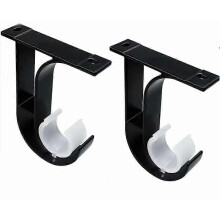 Curtain Rod Ceiling Mount Brackets 2-Pack, Black Aluminium Alloy for Rods 26-28mm