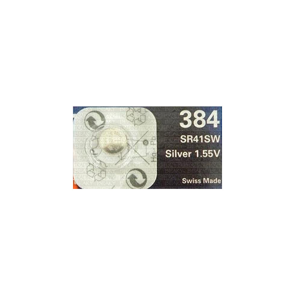 Renata 384 Sr41sw Oxide Watch Battery 1.55V Blister Packed Silver 5055414006679