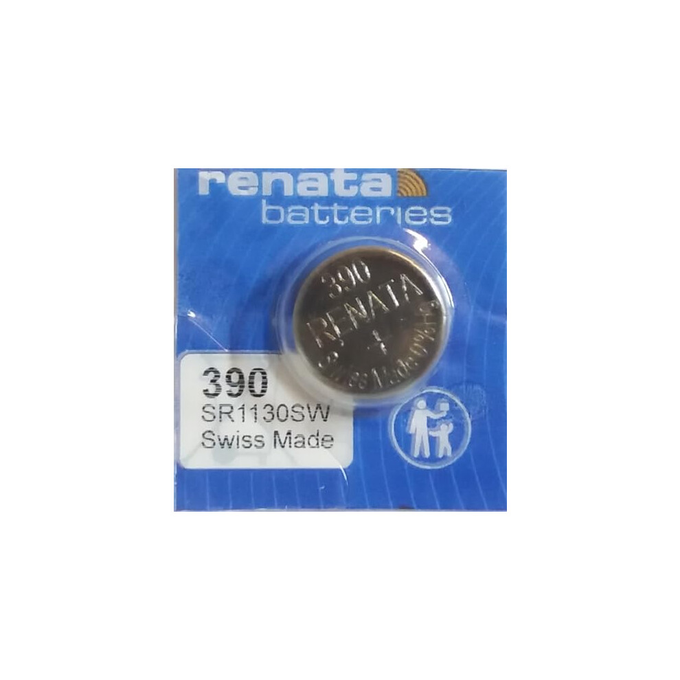 Renata 390 Sr1130sw Sb-Au Oxide Watch Battery 1.55V Blister Packed Silver 5055414006723