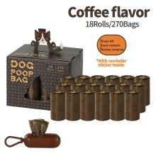 Coffee Scented Pet Waste Bags with Reminder Sticker, Leak-Proof Dog Poop Bags