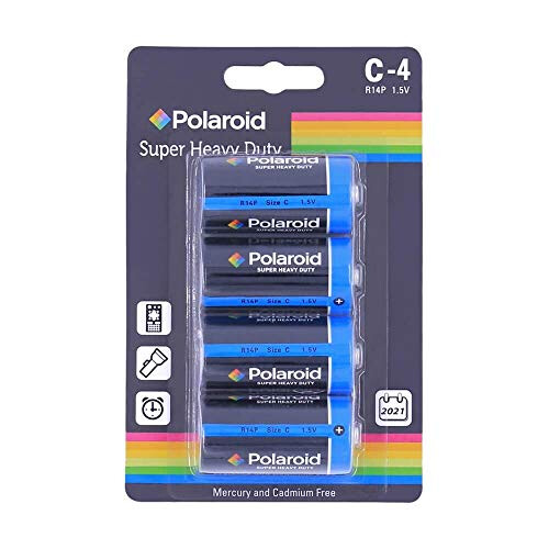 Polaroid 4 x Polaroid C Type 1.5v R14P Heavy Duty Batteries