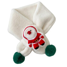 (White) Small Balls Decor Cross Wrap Xmas Scarf Plush Cartoon Christmas Print Children Scarf Fashion Accessories,Gg