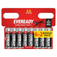 Eveready Super Heavy Duty AA Battery, 8 Pack