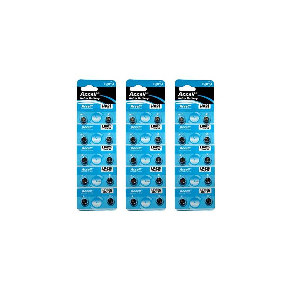 Accell Watch Battery 377 Or Lr626, Ag4 1.5V, Coin Cell/Button (3-Packs (Lr626)) 5060959600633