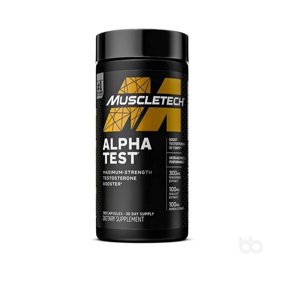MuscleTech Alpha Test 120 Capsules Testosterone Support Muscle Strength Performance Formula