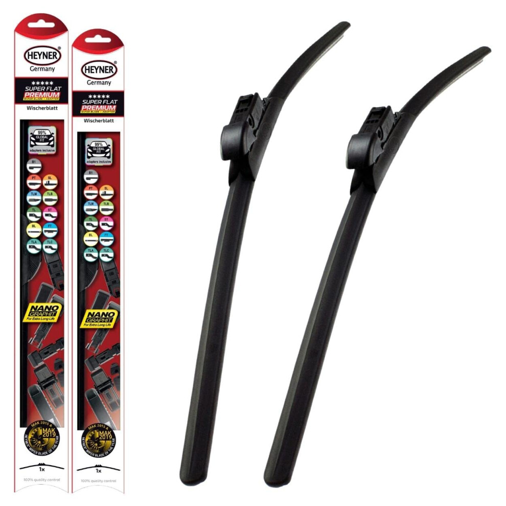 Fits Vw Passat 2011-2012 Heyner Germany Aero Flat Windscreen Wiper Blades Replacement Front Set 24"19" Hsf2419st 5055668299117