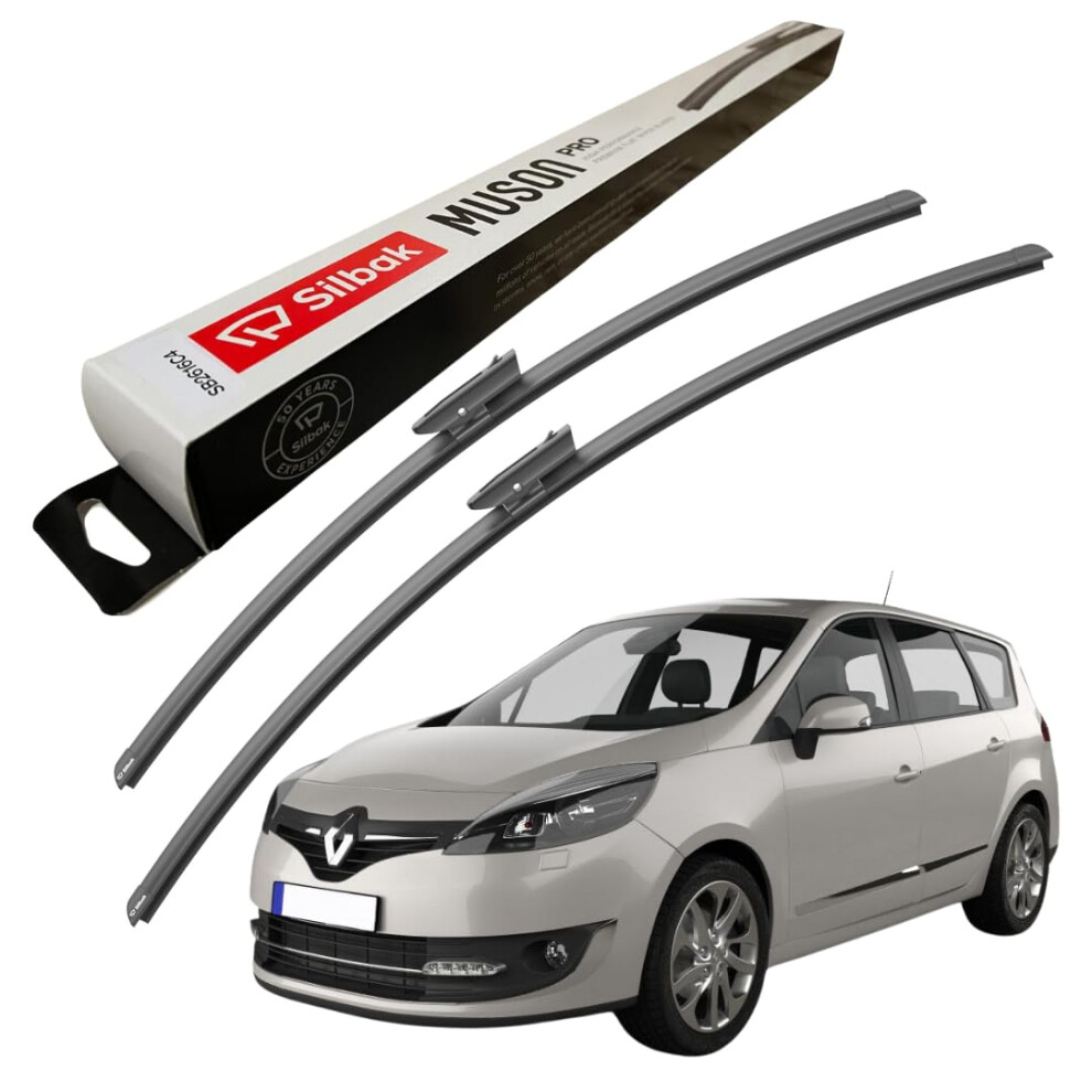 Silbak Windscreen Wipers, Fits For Renault Grand Scenic 3 (05/2009-12/2016) Front Wiper Blades, 750Mm/650Mm 5056807402016
