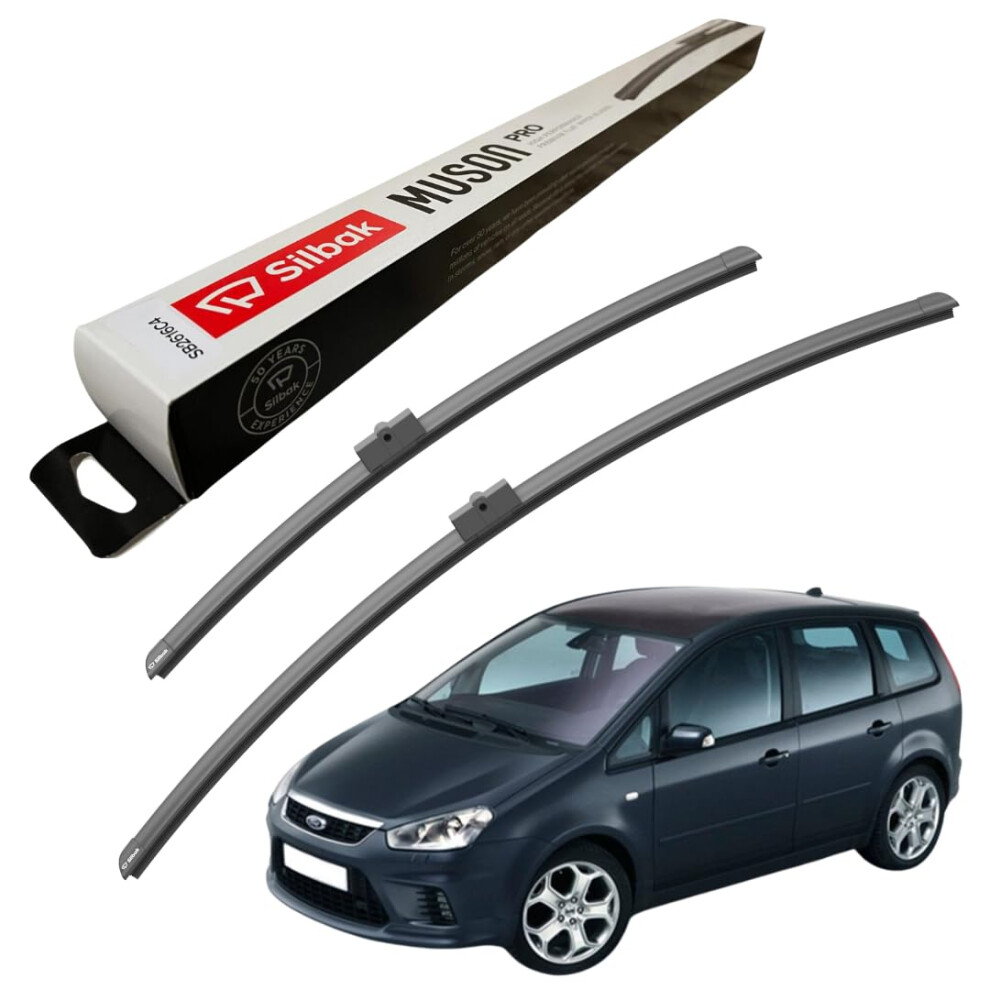 Silbak Windscreen Wipers, Fits For Ford Focus C-Max (06/2003-03/2007) Front Wiper Blades, 650Mm/480Mm 5056807406359