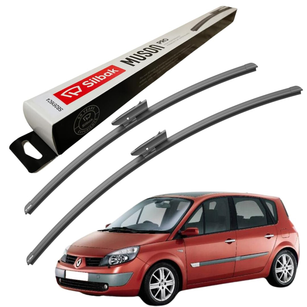 Silbak Windscreen Wipers, Fits For Renault Scenic 2 (12/2004-04/2009) Front Wiper Blades, 650Mm/550Mm 5056807405215