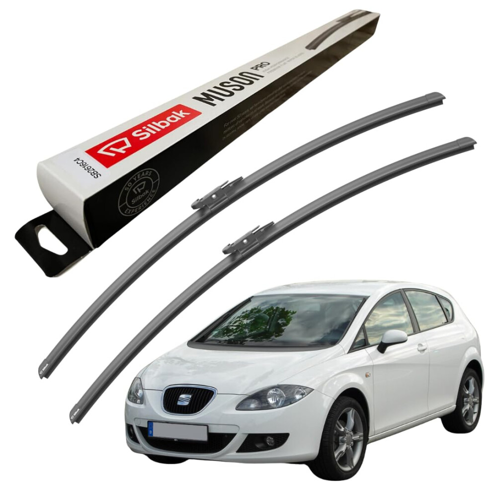 Silbak Windscreen Wipers, Fits For Seat Leon (07/2005-02/2009) Front Wiper Blades, 650Mm/650Mm 5056807404560