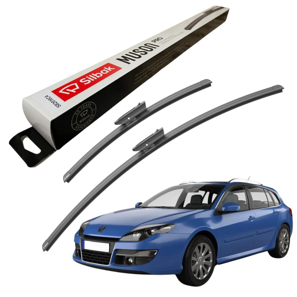 Silbak Windscreen Wipers, Fits For Renault Laguna 3 Grandtour (07/2007-12/2016) Front Wiper Blades, 650Mm/400Mm 5056807407448