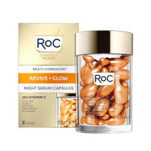 RoC - Multi Correxion Revive + Glow Night Serum Capsules - Anti-Wrinkle & Aging Treatment - Vitamin C - Dark Spot Reduction & Skin Radiance -