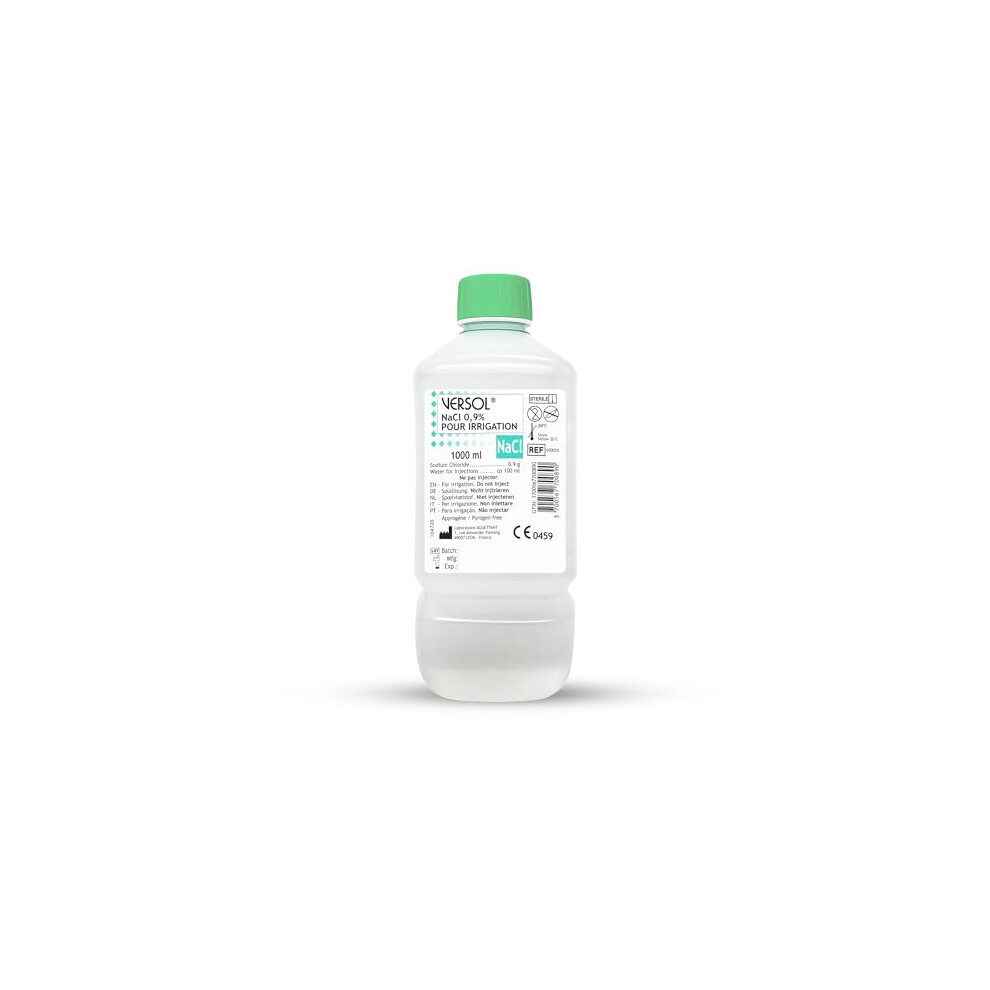 Aguettant Versol Â Nacl 0.9% Â 1 L Sterile Isotonic Saline Solution - Sterile Saline For Wound Cleansing, Nasal Rinsing & External Use Â Pyrogen-Free &